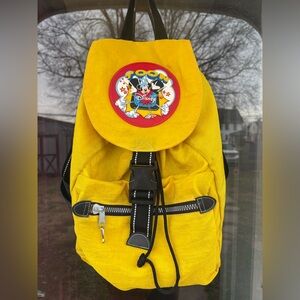 Vintage 90s Disney Yellow Toon Mickey Backpack with Front Pocket